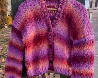 Colorful striped mohair cardigan, Mohair Cardigan, size S/M