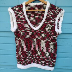 Christmas sweater vest, Handmade christmas vest, hand knit sweater, Christmas gift
