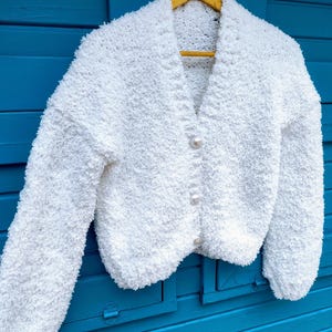 Fluffy Knit Cardigan, Fur Jacket size L / XL