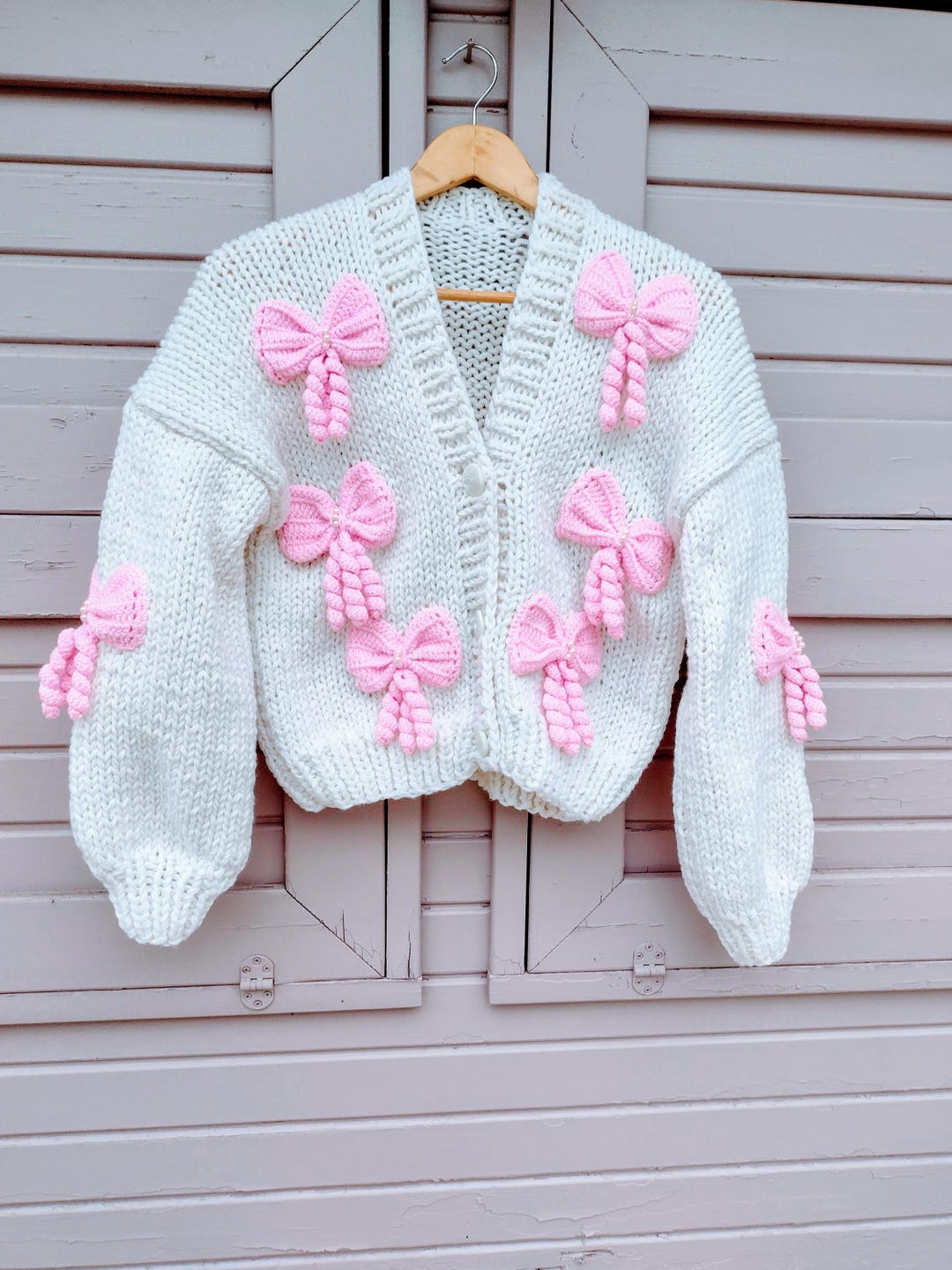 Emely Bow Cardigan-Pink