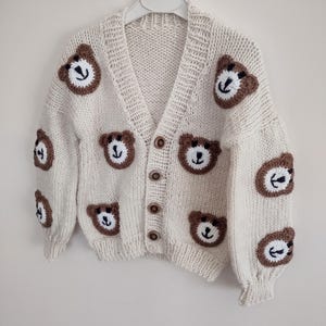 Handmade Baby Bear Cardigan– Cute Knitted Baby Jacket – Toddler Gift Sweater – Soft Animal Ear Outfit