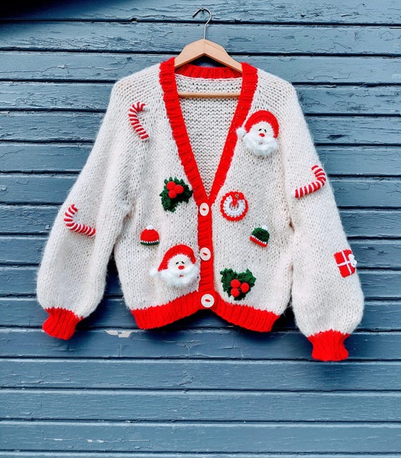 Christmas Knit Sweater, Handmade Christmas Sweater, Holiday