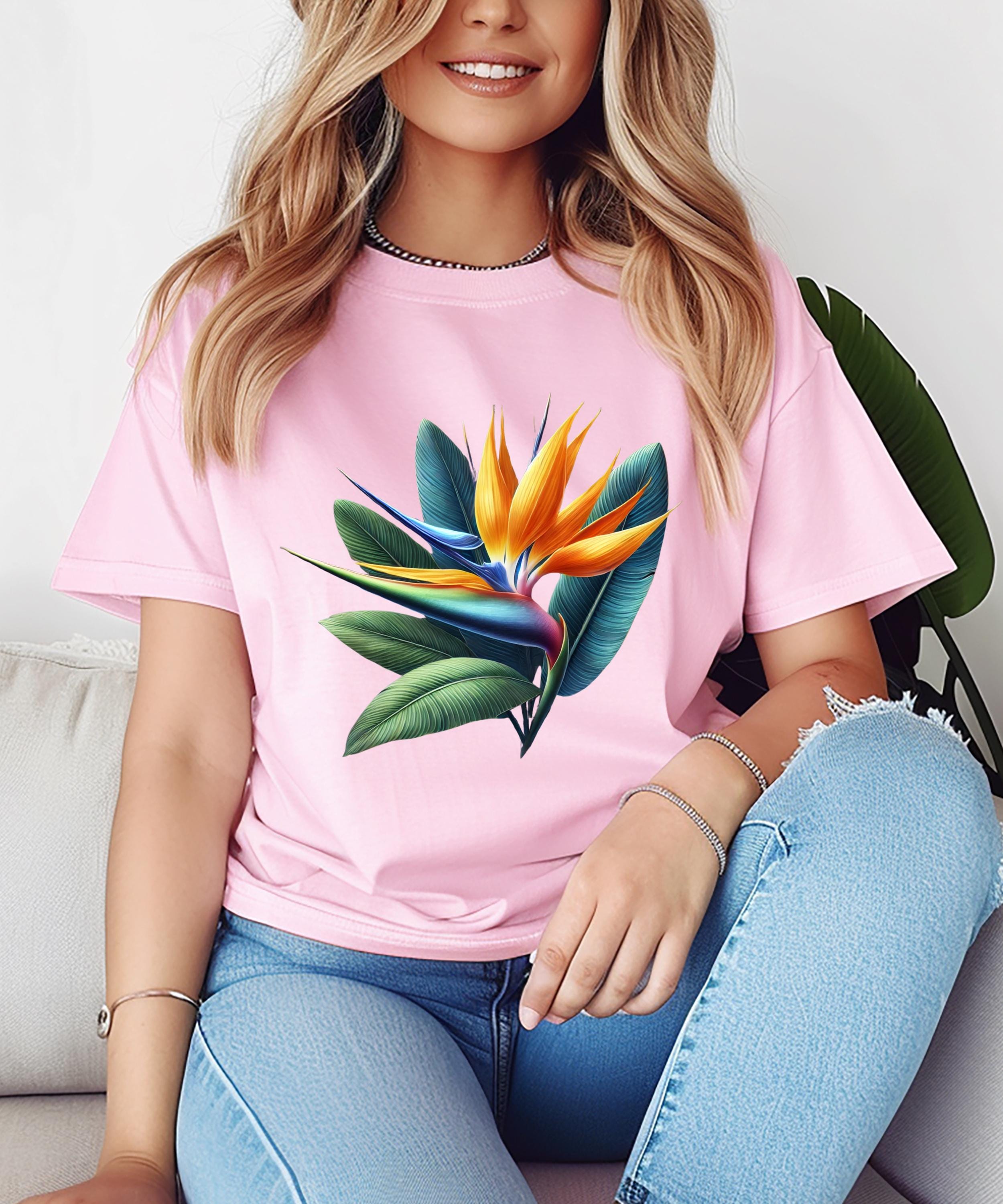 バード・オブ・パラダイス・フラワーTシャツ | 鮮やかなトロピカル 
