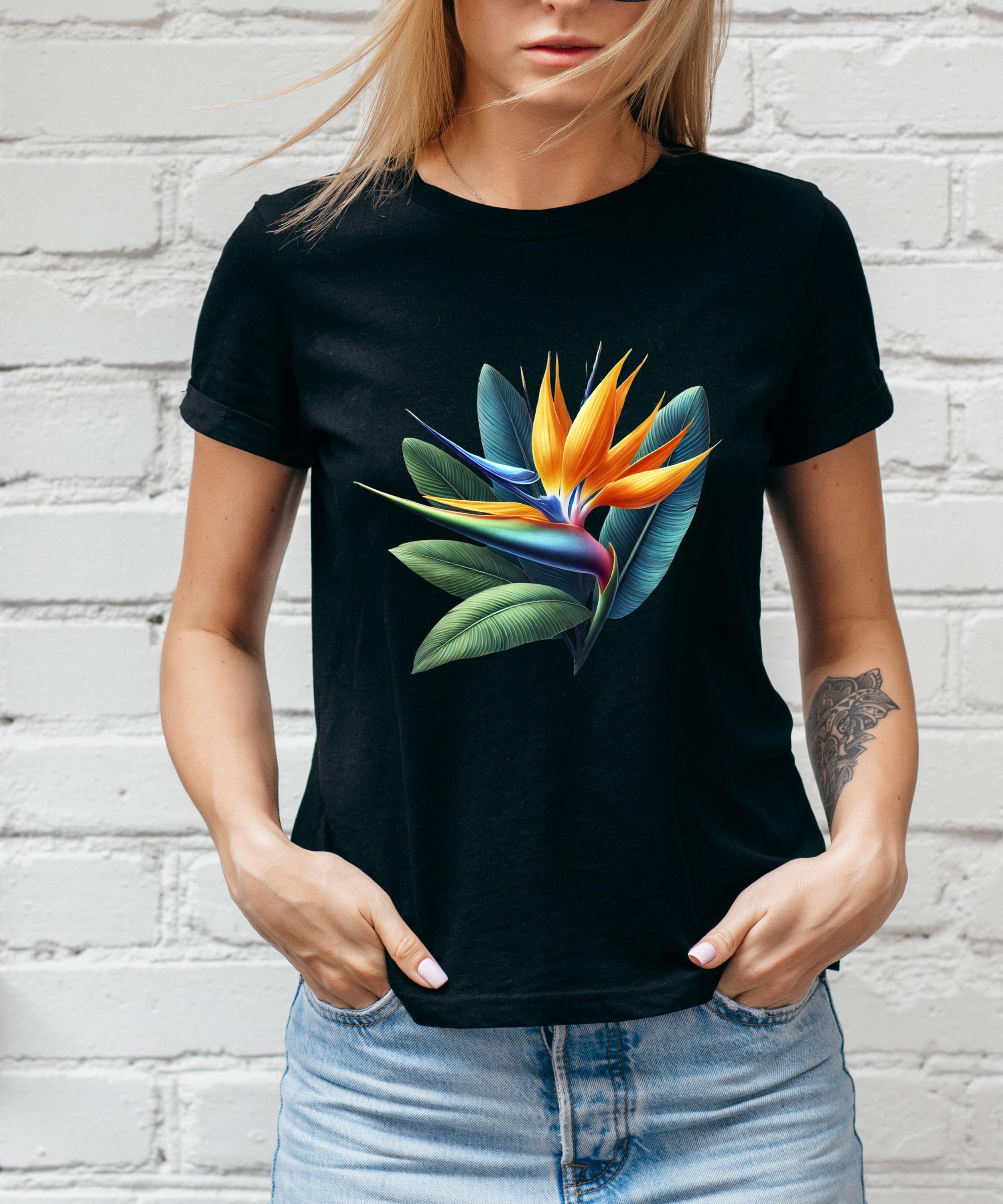 バード・オブ・パラダイス・フラワーTシャツ | 鮮やかなトロピカル 