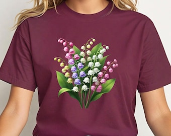 Colorful Lily of the Valley T-Shirt / Multicolored Floral Design for Nature Lovers