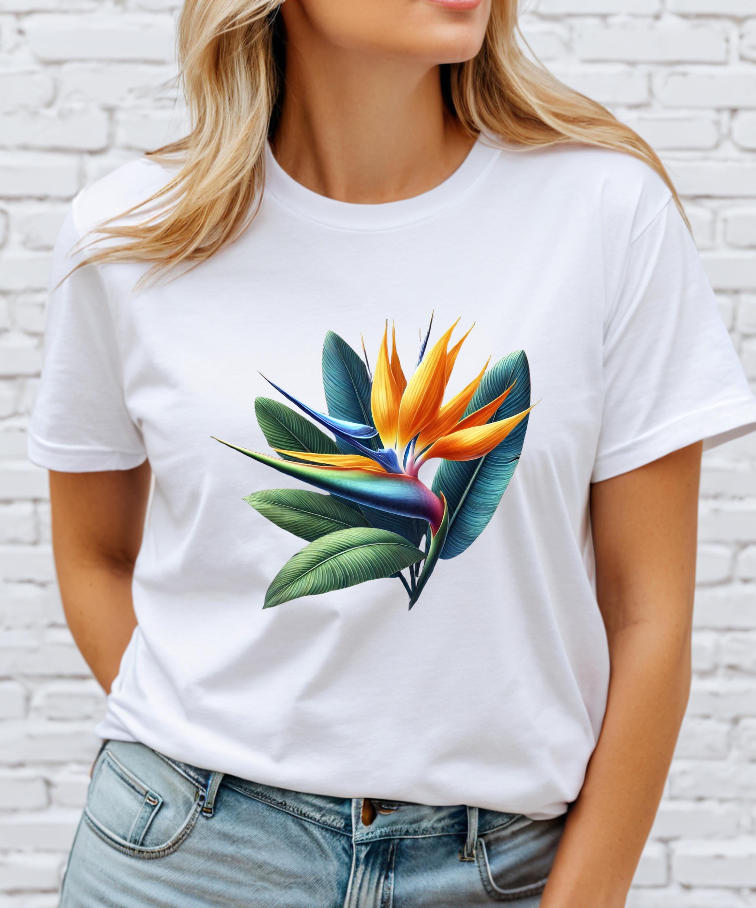 バード・オブ・パラダイス・フラワーTシャツ | 鮮やかなトロピカル 