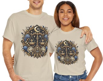 Camiseta del zodiaco Libra / Camiseta con gráfico astrológico de la balanza, camiseta del horóscopo celestial