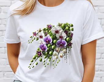 Phalaenopsis Orchid T-Shirt - Elegant Botanical Flower Design Tee - Nature Lover's Gift