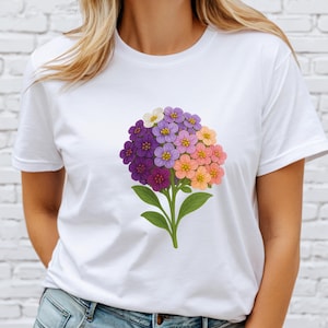 Sweet Alyssum Flower Bouquet T-Shirt / Multicolor Pastel Garden Bloom Design