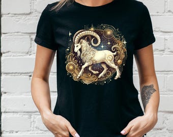 Capricorn Zodiac T-Shirt | Celestial Astrology Graphic Tee, Horoscope Star Sign Shirt