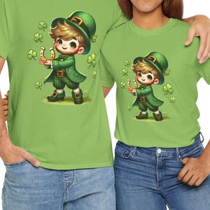 St Patrick T- Shirt / Adorable Leprechaun and Shamrocks Design