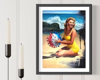 Impresión artística de paisaje marino con pintura surrealista