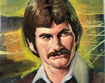 Mid century Oil Painting Portrait, 1970s style.