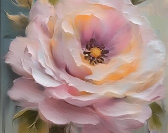 Romantic Flower Painting | Digital Art Print | Pastel Watercolor Rose | Vintage Wall Art, Digital Art Download, DIGITAL