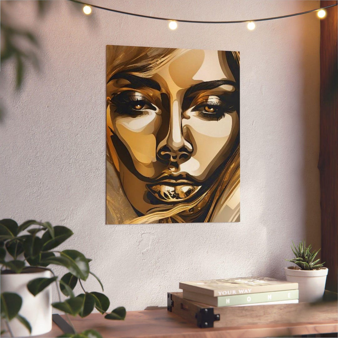 Wall Art, Woman Face Elegant Gold Design, Home Decor, Office Decoration ...