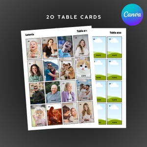 Modèle de jeu Loteria modifiable sur Canva, personnalisation des couleurs, du texte et ajout de photos, Loteria mexicaine, jeu de société pour fêtes et événements
