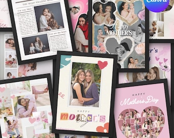 Plantilla de collage del Día de la Madre, descarga digital para regalo del Día de la Madre, marco personalizado del Día de la Madre