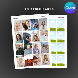 Modèle de jeu Loteria modifiable sur Canva, personnalisation des couleurs, du texte et ajout de photos, Loteria mexicaine, jeu de société pour fêtes et événements