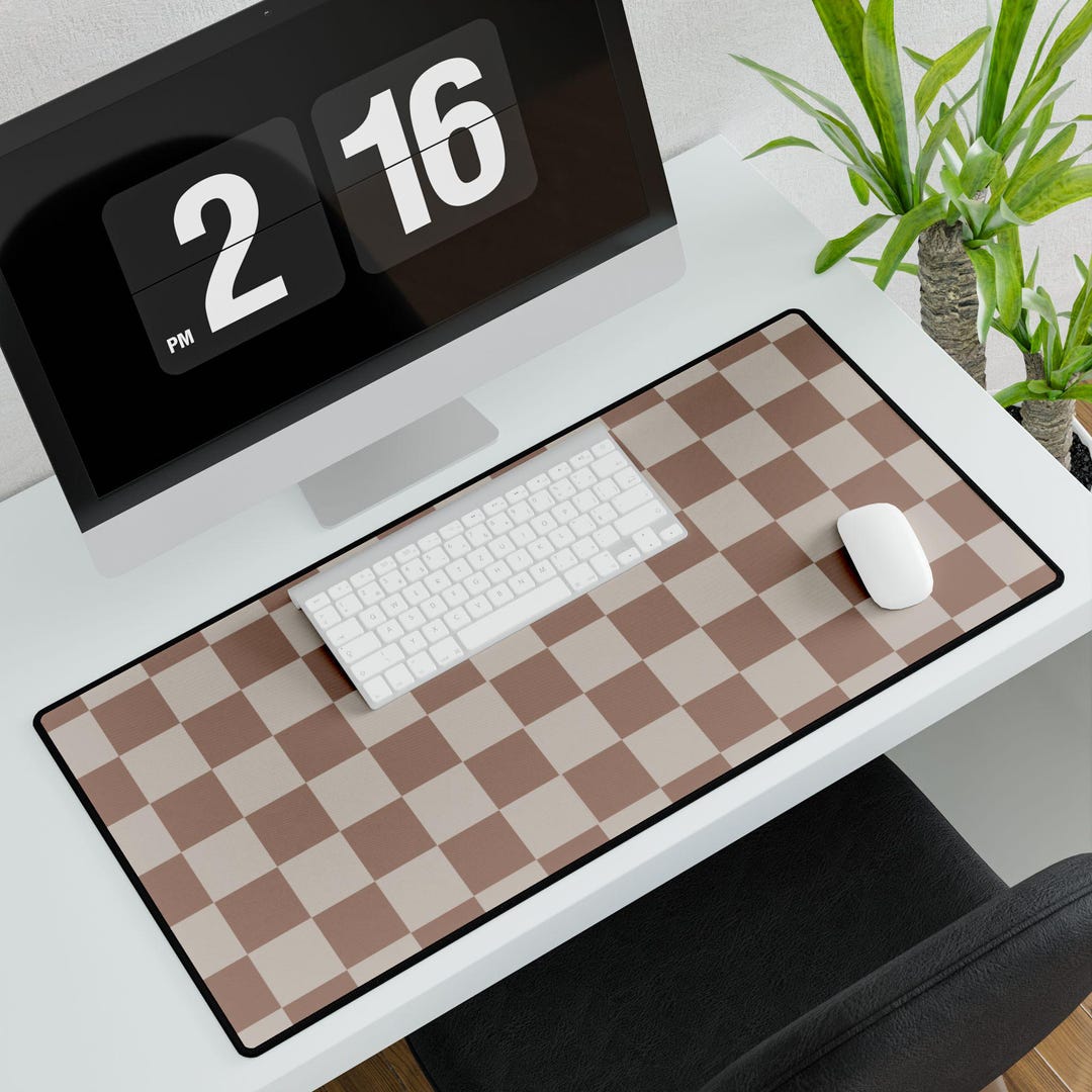 Checkerboard Desk Mat, Tan & Brown, Non-slip Mousepad - Etsy
