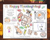 Thanksgiving Coloring Placemat Kids, Friday Scripture Quran Verse, Paper Table Mats for Children, Muslim Thanksgiving Kids Activity Placemat