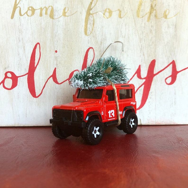 Land Rover Defender Carrying Christmas Tree Ornament Etsy
