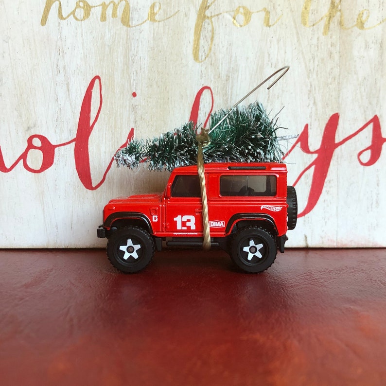 Land Rover Defender Carrying Christmas Tree Ornament Etsy