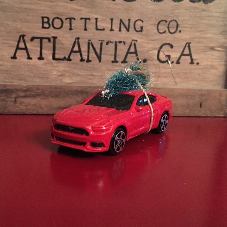 Ford Mustang Carrying Christmas Tree Ornament Etsy