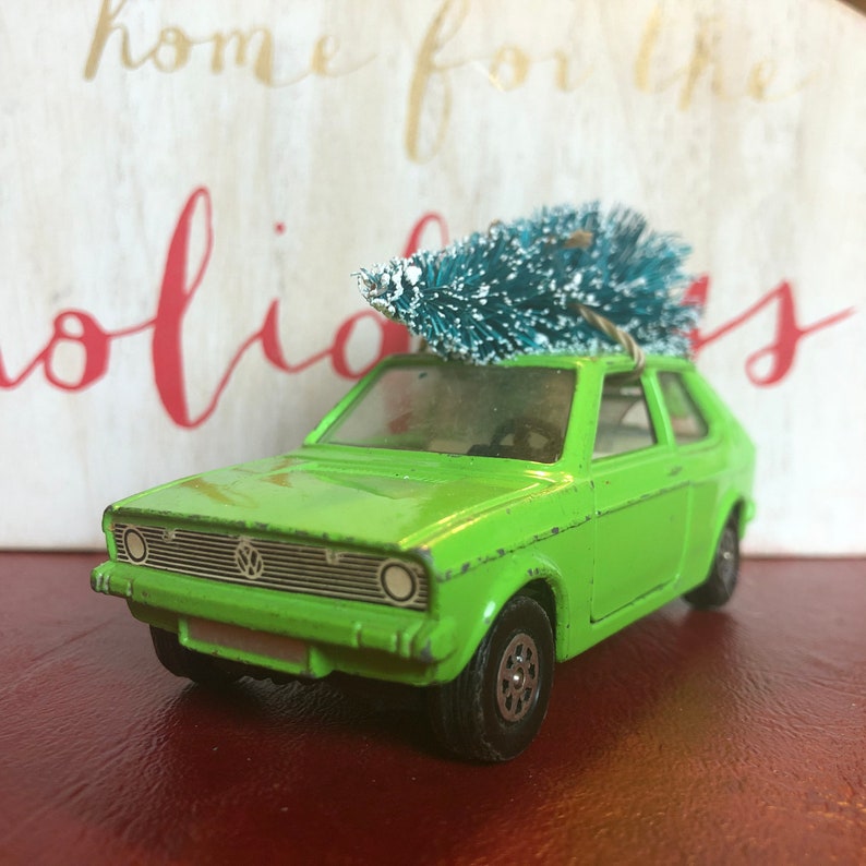 Vintage VW Polo Carrying Christmas Tree Ornament