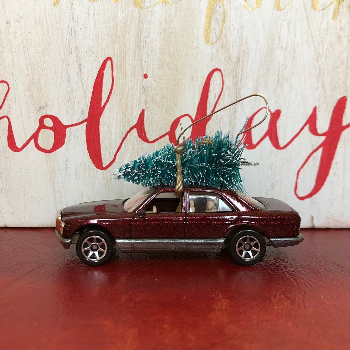 Mercedes Carrying Christmas Tree Ornament Etsy