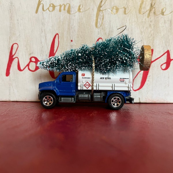 Jet Fuel Truck Carrying Christmas Tree Ornament