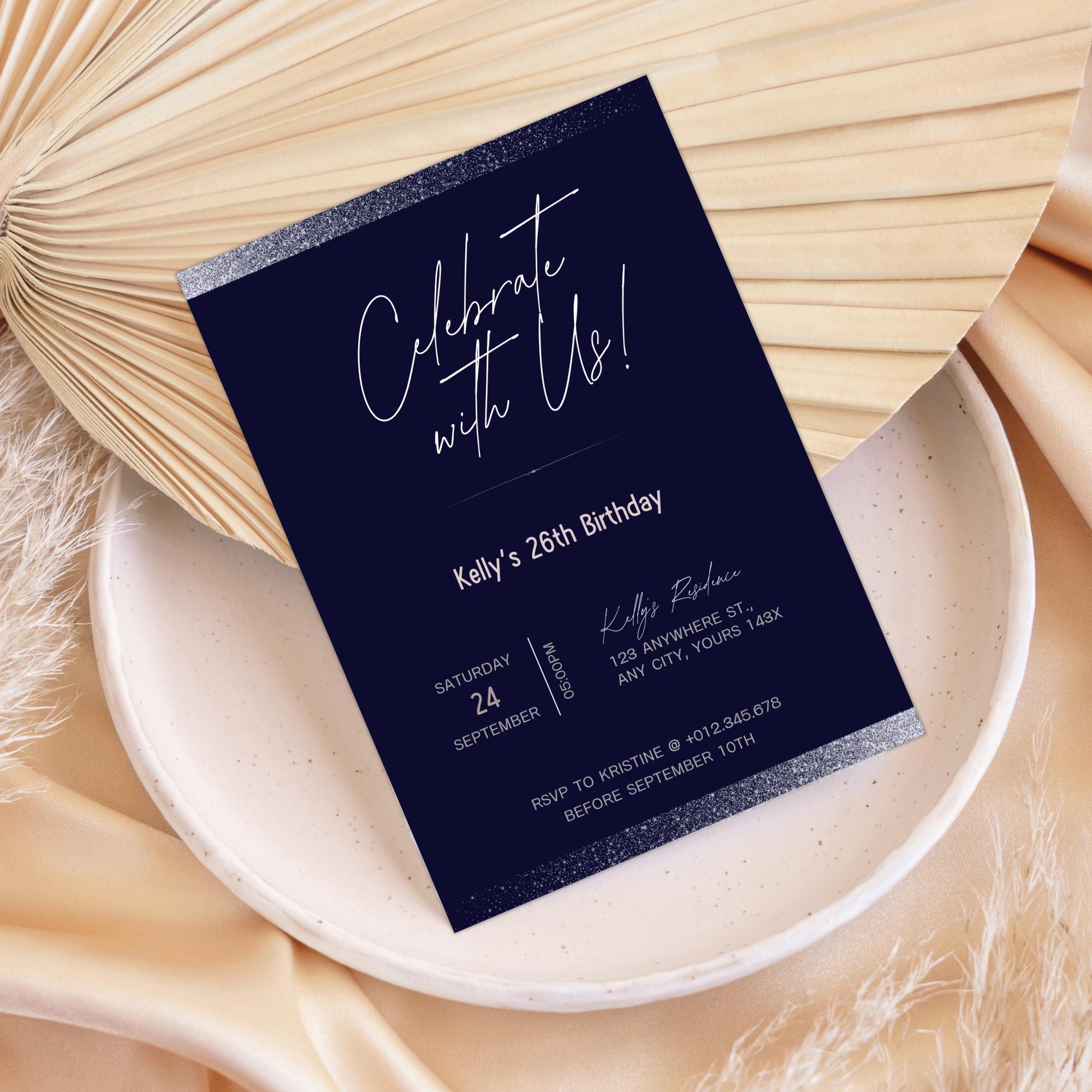 Minimalist Birthday Invitation Card Elegant Simply Party Invite ...