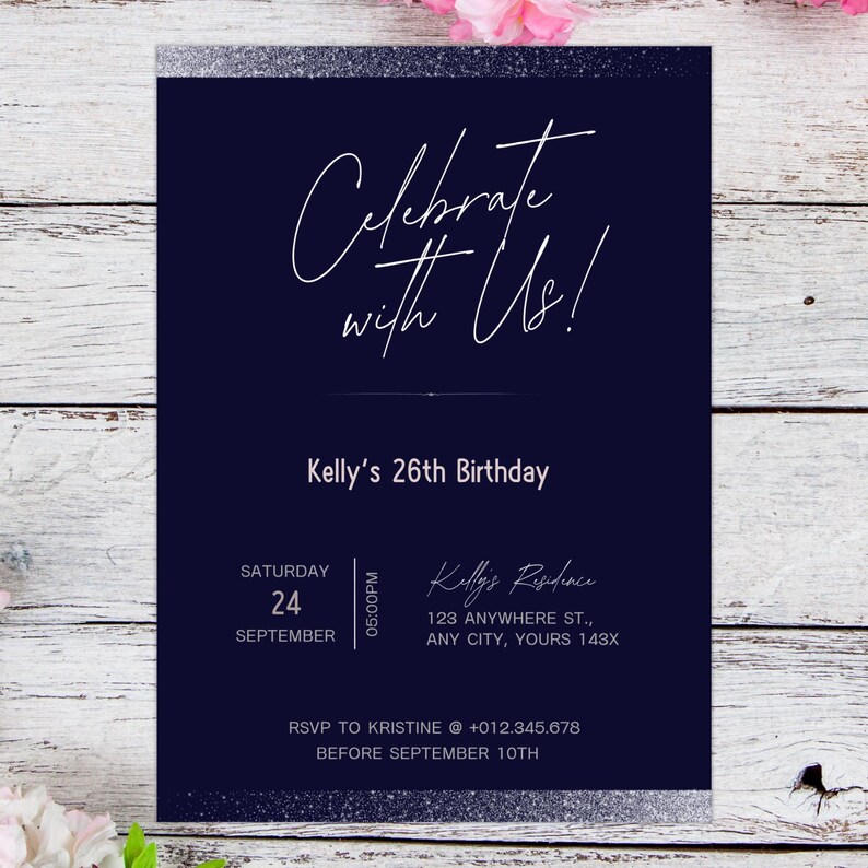 Minimalist Birthday Invitation Card Elegant Simply Party Invite ...