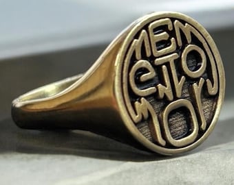 Memento Mori Ring, Silver Stoic Signet Ring, Memento Vivere Pinky Ring Men, Amor Fati Jewelry Women, Birthday Gift for Him, Gift For Her