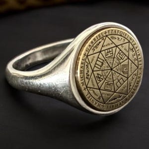 Seven Archangels Ring, Guardian Gabriel Signet Ring, Talisman Pinky Ring Men, Seal of Seven Jewelry Women, Protection Solomon Coin Gift Him