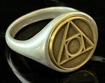 Wizard Triangle Ring, Silver Hermetic Seal Pinky Ring, Witches