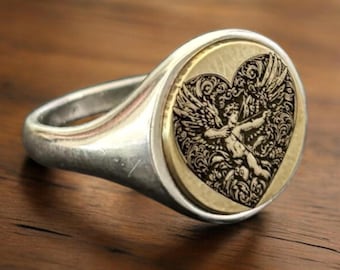 Eros Ring, Intaglio Cupid Siegelring, Psyche Pinky Ring, Ewige Liebe Schmuck Männer, griechische Mythologie Ring Frauen, romantisches Geschenk für Sie & Ihn