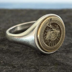 Ouroboros Signet Ring, All Seeing Eye Pinky Ring, Unique