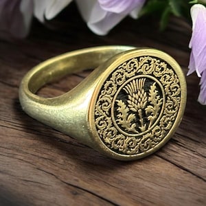 Scottish Thistle Ring – Silver Symbol of Strength and Heritage Pinky Ring for Men and Women Jewelry