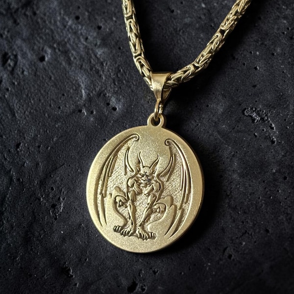 Gargoyle Necklace, Mythical Protector Pendant, Gothic Amulet, Dark Fantasy Jewelry, Medieval Charm, Symbol of Protection, Gift for Him & Her