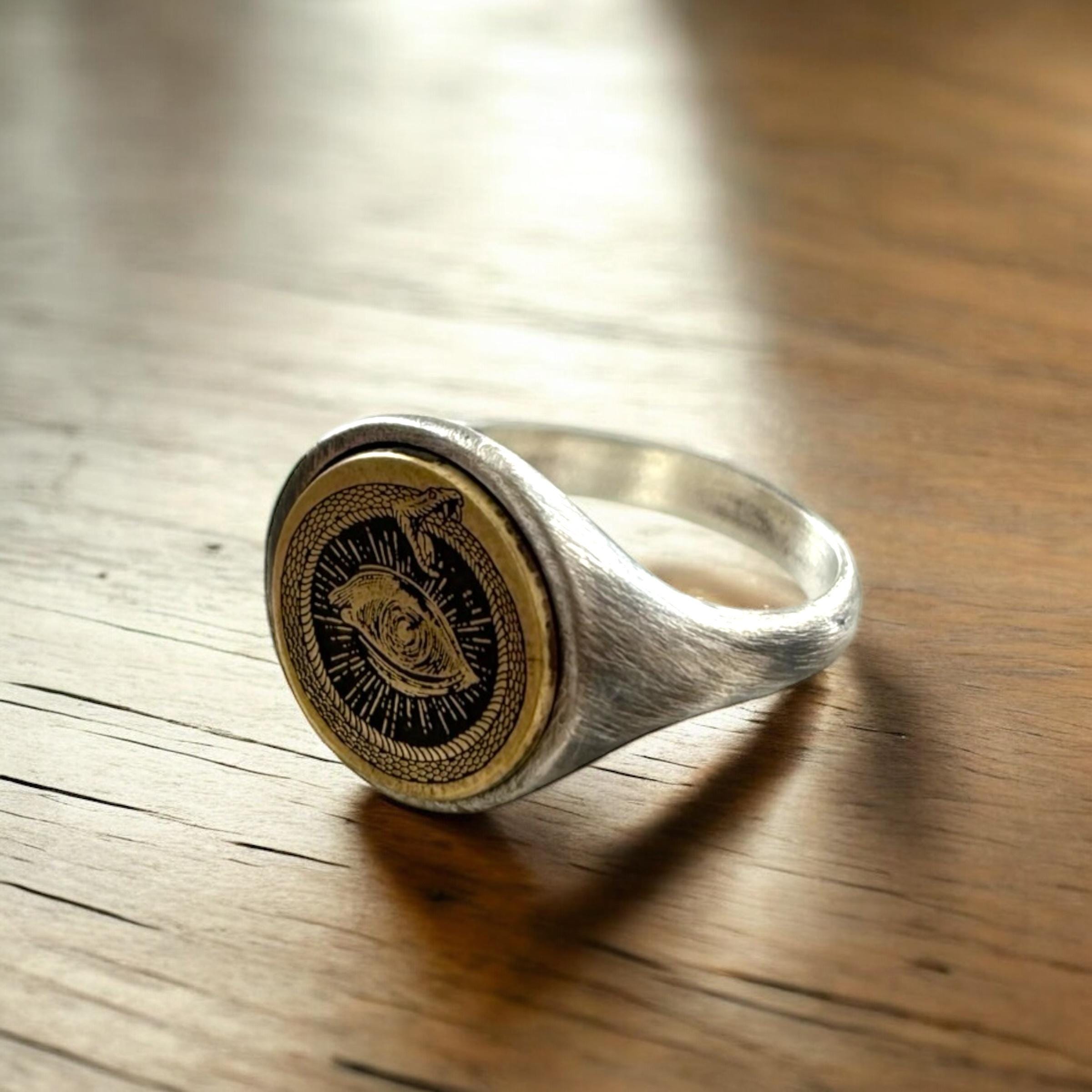 Ouroboros Ring, Evil Eye Signet Ring Woman, Snake Jewelry