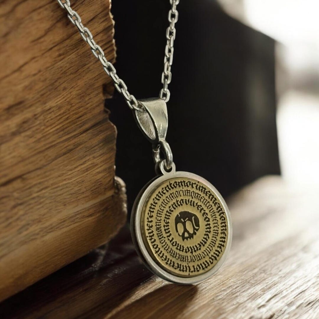 Sterling Silver Memento Mori Necklace – Amor Fati Skull Pendant for Men ...