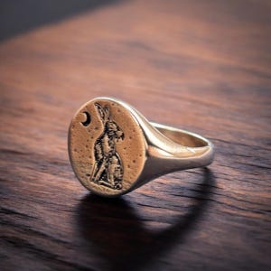 Rabbit Ring, Silver Bunny Pinky Ring Man, Animal Jewelry, Moon and ...