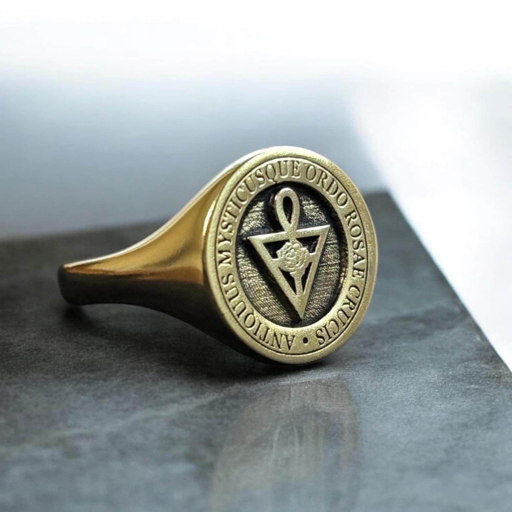 Spiritual Symbol of Ancient Ring, Silver Rosae Crucis Signet Ring