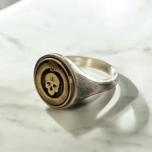 Ouroboros Ring, Skull Signet Ring Woman, Snake Jewelry, Serpent Pinky Ring Men, Leviathan Cross Gift, Satanic Gift for Him, Gift for Her Oxidized