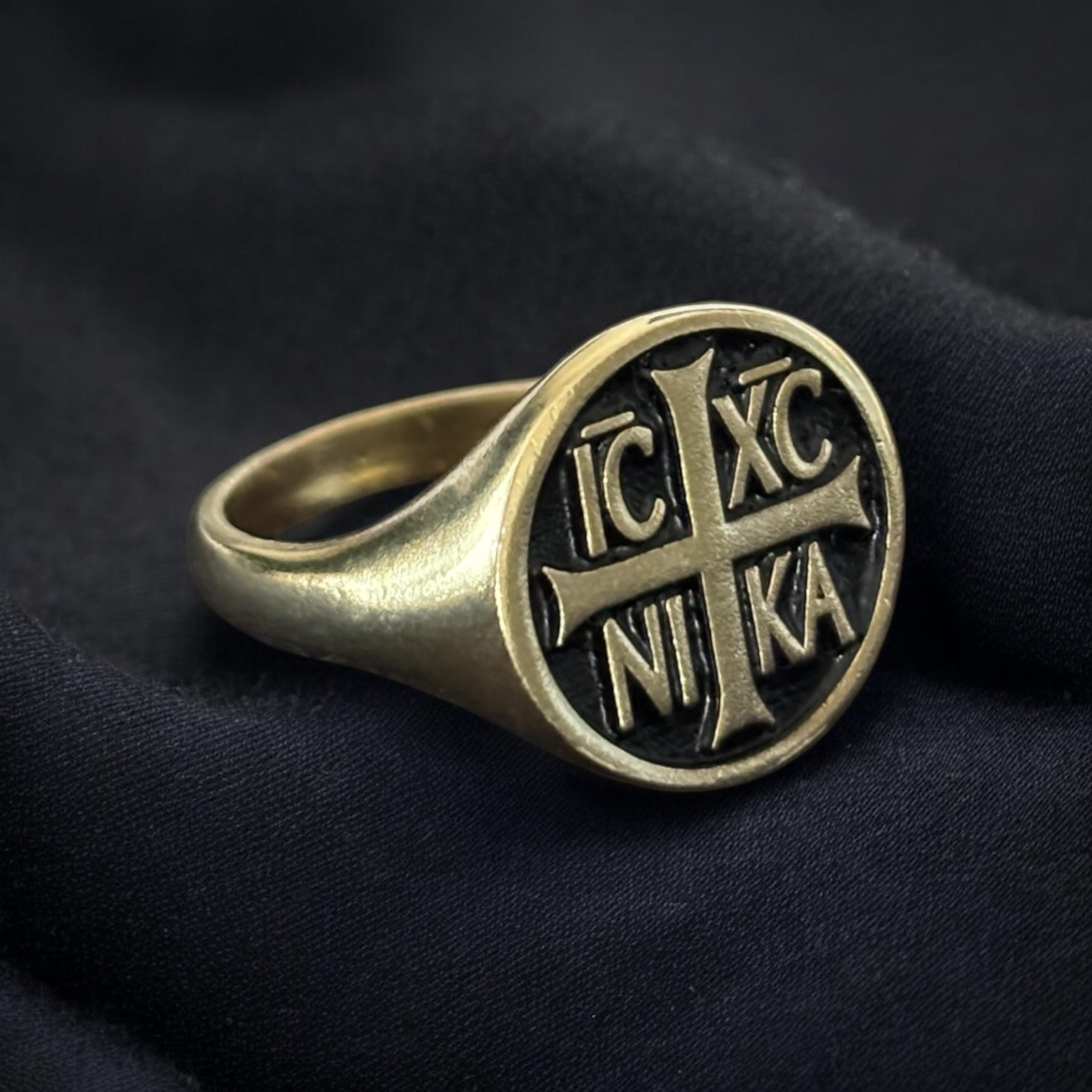 IC XC NIKA Cross Ring – Silver Orthodox Christian Signet Ring for