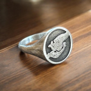 Hades en Persephone-ring, zilveren zegelring granaatappel, oude Griekse pinkring man, mythologie sieraden, verjaardagscadeau voor hem en haar afbeelding 8