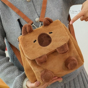 Capybara Cartoon Double-Shoulder, Multi-Use Fluffy Bag, Girl&#39;s Shoulder Sweet Student Backpack