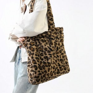 Neue Herbst und Winter Damen Einkaufstasche mit hoher Kapazität für Studenten für Urlaub Ferien für Reisen zum Einkaufen, Trendy Leopard Print Tasche
