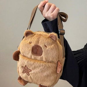 Furry Capybara Crossbody Bag: Women&#39;s Plush Holiday Bag
