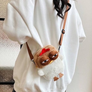 Mini bolso cruzado con forma de pollito de peluche de dibujos animados, monedero para teléfono móvil con cierre de cremallera y forma de animal kawaii